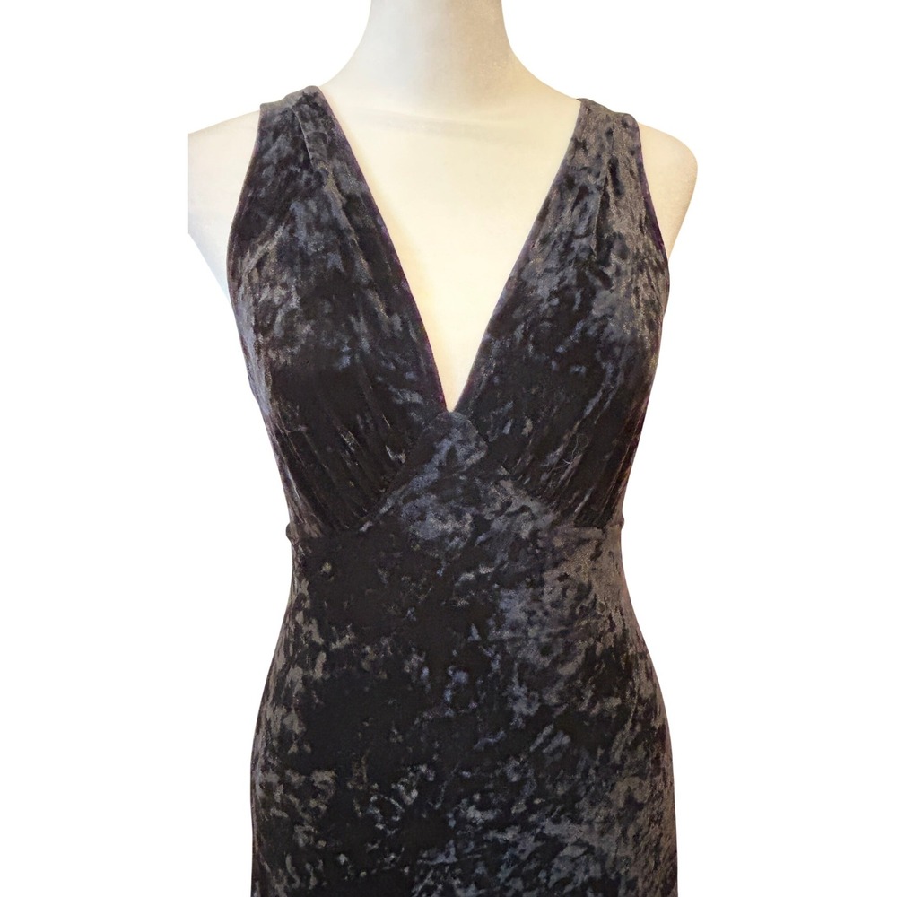 Vintage Parallel Maxi Dress Size S Black Stretch Velvet V-Neck Babydoll Goth
